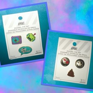 2 New Sets of Enamel Pins, 6 Pins Total.